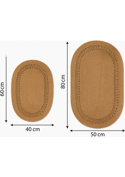 Terra 4’lü Banyo Seti – 2’li Oval Paspas & 2’li Oval Sepet, Doğal Halat Dokuma, El Yapımı - Premium modelleri