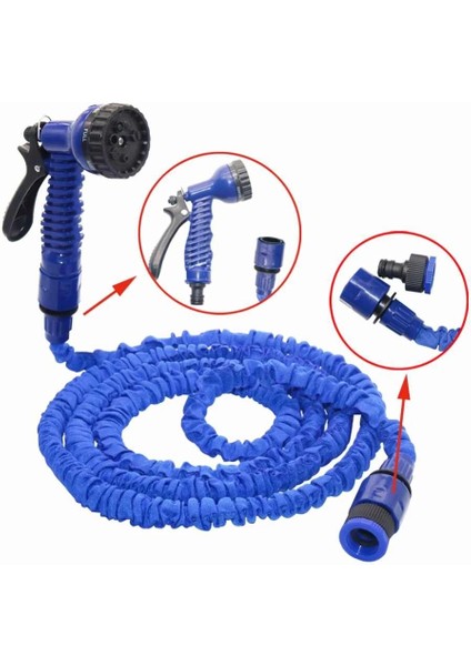 30 Metre Uzayan Bahçe Sulama Araç Yıkama Hortumu 7 Kademeli Başlık - Lisinya modelleri