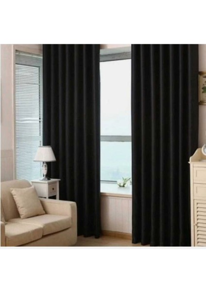 Beksahome Blackout Işık Geçirmez Yüksek Kalite Fon Perde Siyah Pilesiz Ekstraforlu Karartma Güneşlik Perde