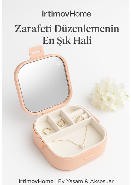 Makyaj Aynalı Takı ve Aksesuar Kutusu | Taşınabilir Organizer Kutu