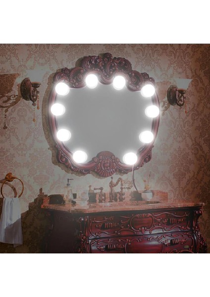 Nostalji Hollywood Tarzı 10&apos;lu Makyaj Masası Aynası Beyaz LED Işıklı Lamba USB (4887) fırsatları