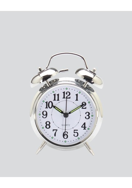 Buğz Yuvarlak Gümüş Dekoratif Işıklı Masa Üstü Saat Alarmlı Sessiz Çalışma modelleri