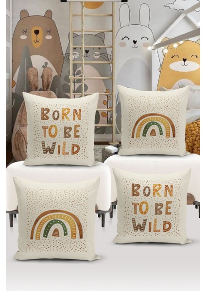 4'lü Kırlent Kılıf Seti Çocuk Bebek Odası Dijital Baskılı