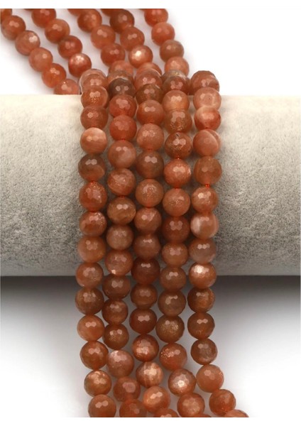 Güneş Taşı Doğal Taş Dizi 8 mm Fasetli Yuvarlak Kesim