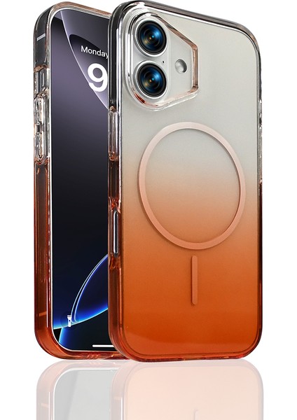 iPhone 16 Kılıf M-Safe Şarj Özellikli Zore Septik Silikon Kapak - Turuncu fiyatları