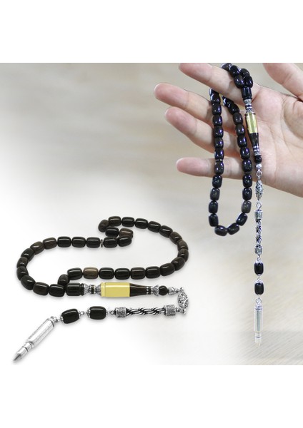 Kararmaz Metal Halat Püsküllü Kurşun Nakkaş Imameli Kapsül Kesim Gri Siyah Sıkma Kehribar Tesbih fiyatları