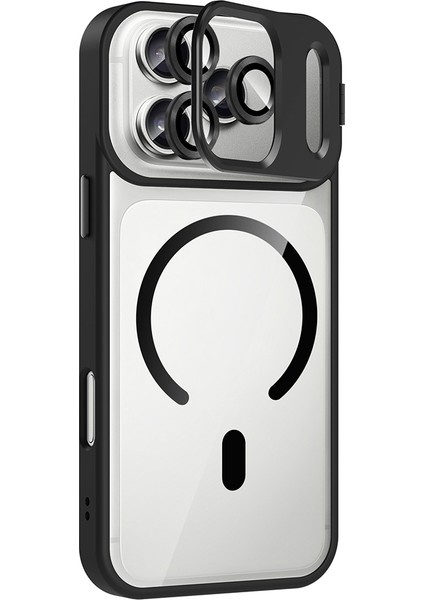 iPhone 17 Pro Kılıf Standlı ve Kamera Lens Hediyeli M-Safe Şarj Özellikli Zore Etro Kapak - Derin Mo