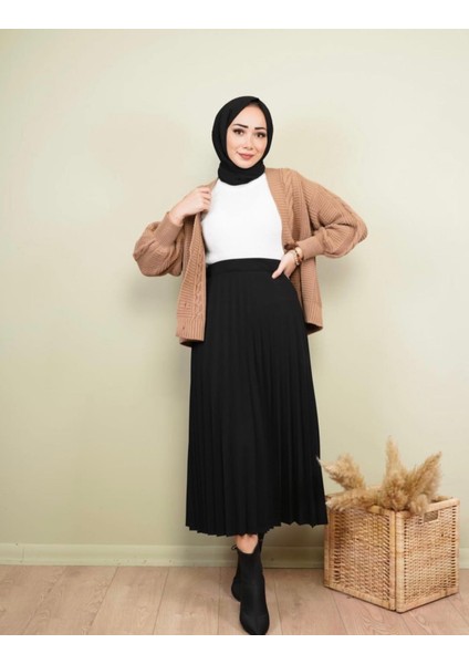 Kadın Pileli Astarlı Etek