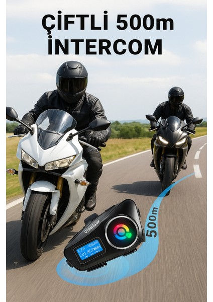 Q58 Max Motosiklet Interkom Kulaklık Seti IP65 Su Geçirmez LCD Ekran Fm Radyo 1000MAH Bluetooth 5.3 fırsatları