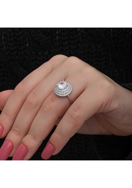 Hk Gümüş Kadın Yüzük 3 Sıra Taşlı Anturaj |Gümüş Takı Hediyelik Ürünler fiyatları