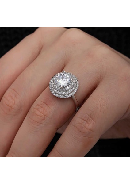 Hk Gümüş Kadın Yüzük 3 Sıra Taşlı Anturaj |Gümüş Takı Hediyelik Ürünler modelleri