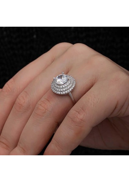 Hk Gümüş Kadın Yüzük 3 Sıra Taşlı Anturaj |Gümüş Takı Hediyelik Ürünler fırsatları