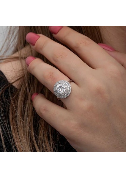 Hk Gümüş Kadın Yüzük 3 Sıra Taşlı Anturaj |Gümüş Takı Hediyelik Ürünler indirimleri