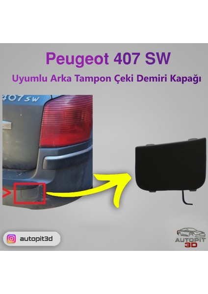 Peugeot 407 Sw Uyumlu Arka Tampon Çeki Demiri Kapağı