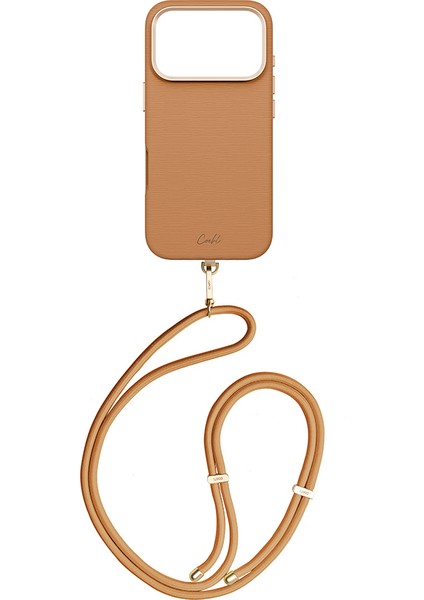 iPhone 17 Pro Uyumlu Kılıf M-Safe Şarj Özellikli Askı Ipli Coehl Mirelle Kapak Kahverengi fiyatları