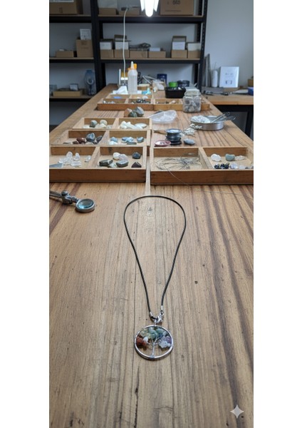 Hayat Ağacı Çakra Kolye - Siyah Zincirli, Enerji Dengeleyici Takı fırsatları