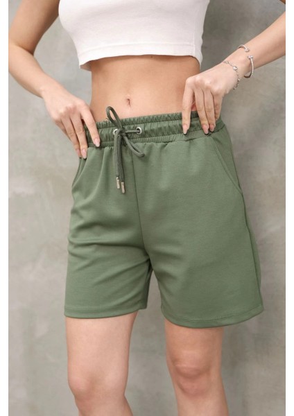 Osy Modal Yumuşak Dokulu Kumaş Kadın Kısa Şort - Haki -Vlmr fiyatları