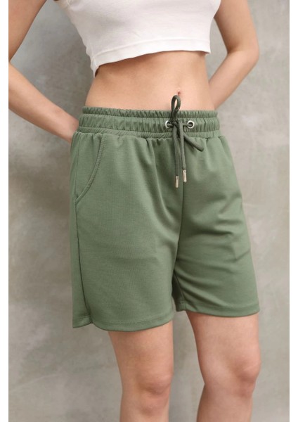 Osy Modal Yumuşak Dokulu Kumaş Kadın Kısa Şort - Haki -Vlmr modelleri