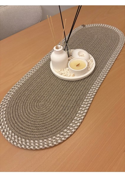 Herakles Amerikan Servis El Yapımı Pamuklu Natural Jüt Örme Desenli Runner 30X80 modelleri