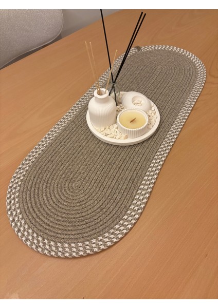 Herakles Amerikan Servis El Yapımı Pamuklu Natural Jüt Örme Desenli Runner 30X80 indirimleri