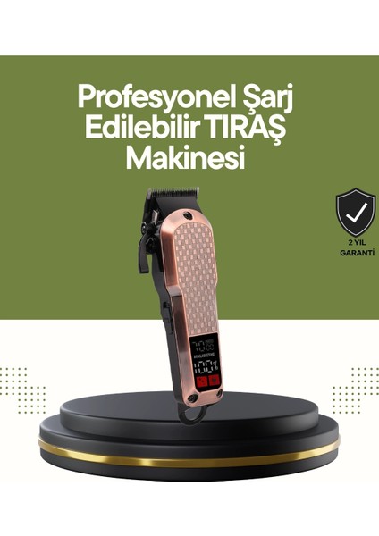 Buğz Şarjlı Saç Kesme Makinesi – 4 Kademeli Ayar, LCD Ekran ve Hızlı Şarj Desteği