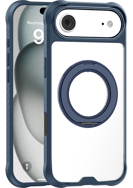 iPhone 17 Air Kılıf M-Safeli Ring Standlı Airbag Tasarımlı Mutural Obsidian Serisi Kapak Lacivert