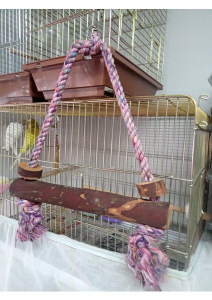 Tüm Türlere Uygun %100 Doğal Muhabbet Kuşu Salıncak 31 cm+1 ADET İYOTLU ENERJİ BLOK