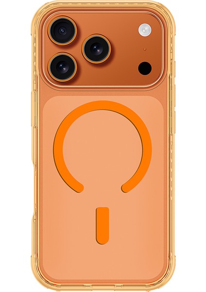 iPhone 17 Pro Uyumlu Kılıf M-Safe Şarj Özellikli Airbag Amazingthing Titan Pro Serisi Kapak Turuncu