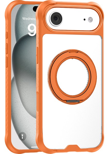 iPhone 17 Air Kılıf M-Safeli Ring Standlı Airbag Tasarımlı Mutural Obsidian Serisi Kapak Turuncu fiyatları
