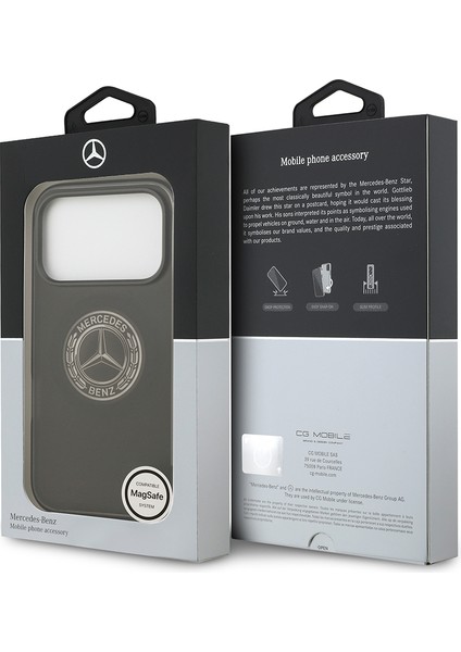 iPhone 17 Pro Uyumlu Kılıf Mercedes Benz Lisanslı M-Safeli Buzlu Pc Nostaljik Yıldız Kapak Siyah
