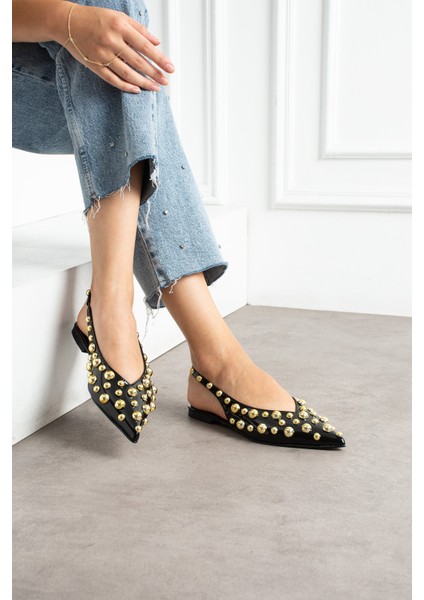 Aurora Kadın Gold Detaylı Sivri Burun Arkası Açık Babet fiyatları