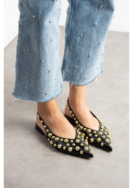 Aurora Kadın Gold Detaylı Sivri Burun Arkası Açık Babet fırsatları