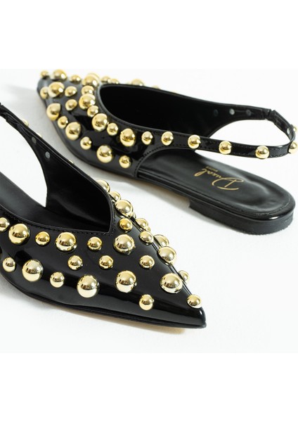 Aurora Kadın Gold Detaylı Sivri Burun Arkası Açık Babet