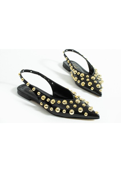 Aurora Kadın Gold Detaylı Sivri Burun Arkası Açık Babet