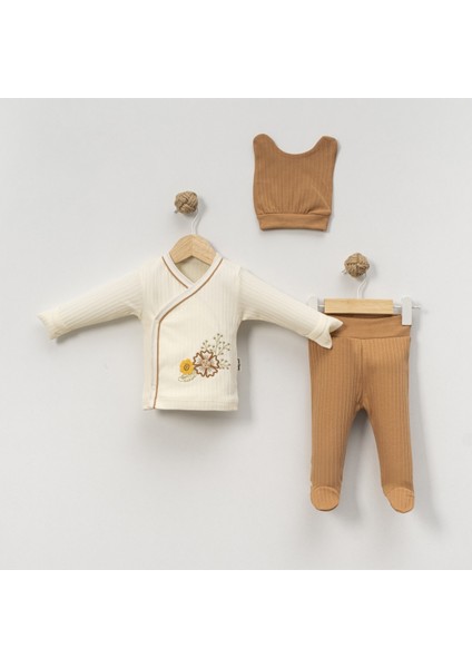 Çiçekli Nakış 3 Lü Bebe Zıbın Takım