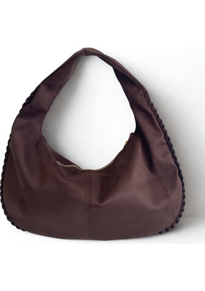 Hazel Geniş Hacimli Süet Omuz Çantası(En 51 Cm, Boy 30 Cm)