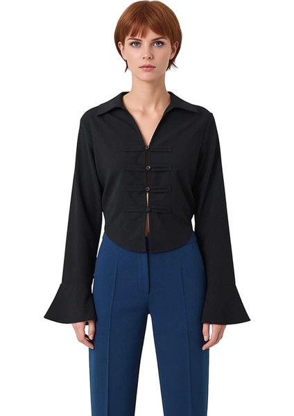 Kadın Büzgü Detaylı Crop Gömlek Modern Şıklık Uzun Kollu Tasarım Fonksiyonel Dayanıklı Şık fırsatları