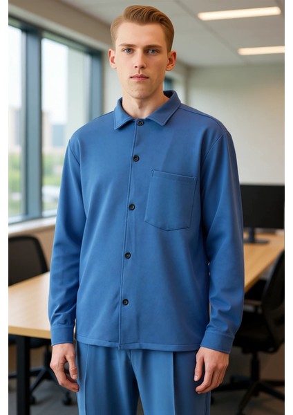 Erkek Regular Kesim Dokulu Gömlek Uzun Kollu Örme Kumaş Günlük Stilinize Yenilik Katar Şık fırsatları