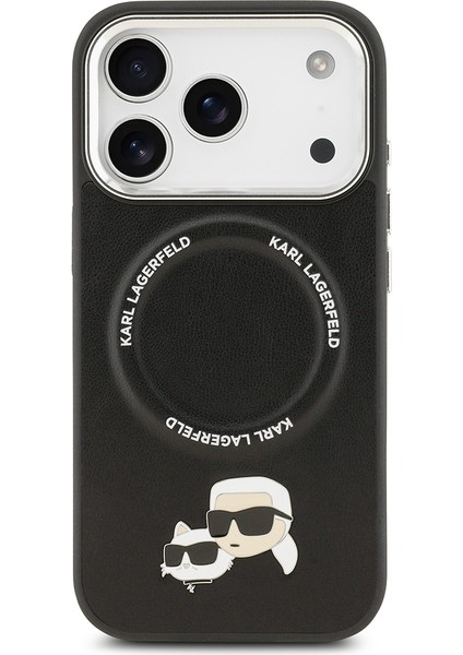 iPhone 17 Pro Kılıf Karl Lagerfeld Lisanslı M-Safeli Metal Kamera ve Buton K&c Pu Deri Kapak Siyah modelleri