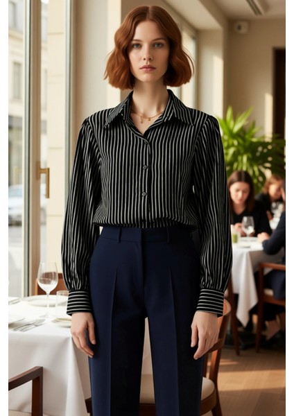 Kadınların Günlük Dokunuş Katacak Oversize Çizgili Dokuma Gömlek Seçeneği Fonksiyonel Spor fiyatları