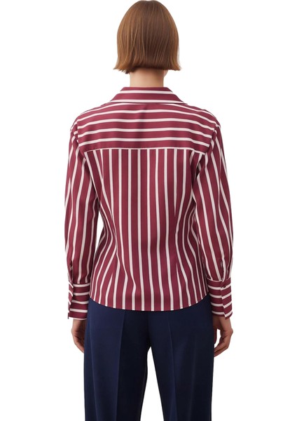 Kadın Çizgili Kruvaze Detaylı Uzun Kollu Dokuma Bluz Gömlek Fonksiyonel Dayanıklı Kaliteli indirimleri