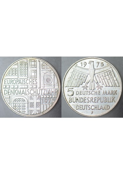 Almanya Gümüş 5 Mark 1975 F. Avrupa Anıtları Koruma Yılı 11,2 Gr. Çil(-)