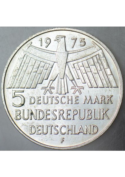 Almanya Gümüş 5 Mark 1975 F. Avrupa Anıtları Koruma Yılı 11,2 Gr. Çil(-) modelleri
