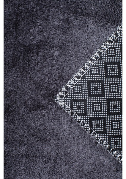 Antrasit Cloudy Banyo Takımı 3'lü Dekoratif Peluş Kaymaz Taban Yıkanabilir. (60X100-40X60-60X60) modelleri