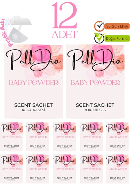 12'li Bebek Pudrası Ayakkabılık Dolap ve Çekmece Parfümlü Kese Kokusu Oda Koku Kesesi