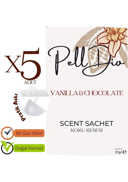 5'li Vanilya ve Çikolata Dolap Ayakkabılık ve Çekmece Parfümlü Kese Kokusu Oda Koku Kesesi fiyatları