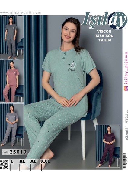 Viskon Kısakol Pijama Takımı