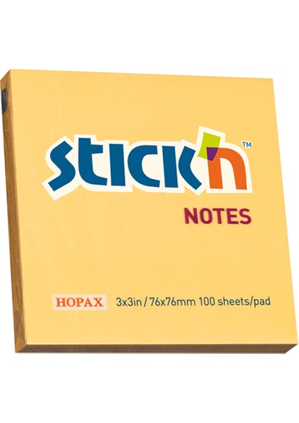 Hopax Stıckn Yapışkanlı Not Kağıdı (12 Adet ) 100 Yp 76X76 Pastel Turuncu 21391