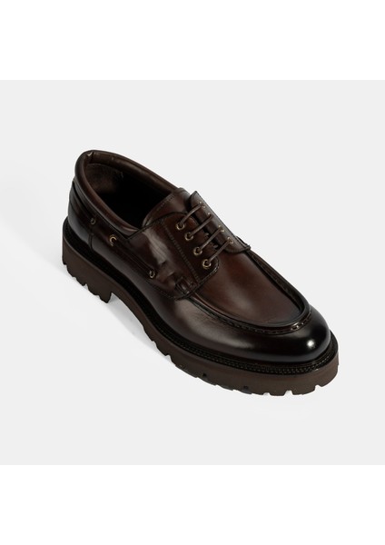 Erkek Kahve Bağcıklı Deri Günlük Ayakkabı indirimleri