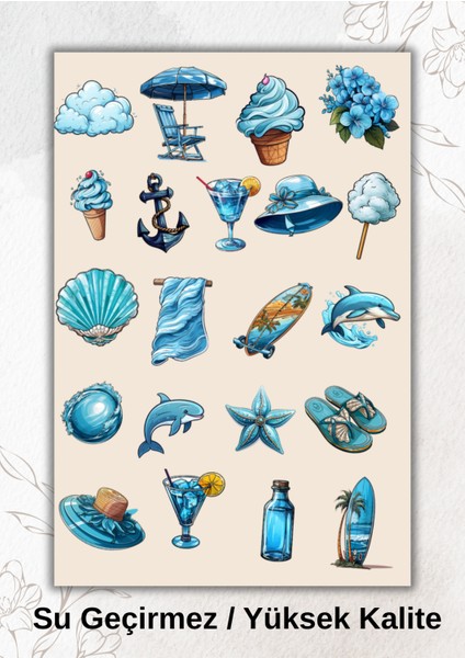 Deniz Altı, Deniz Kabuğu, Midye Temalı, Sticker Ajanda Bullet Journal YRM020